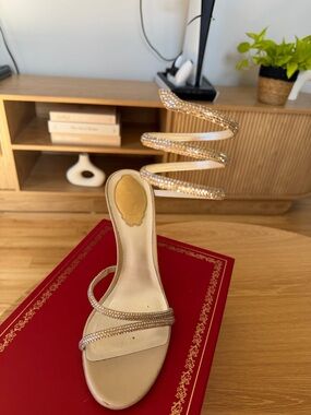 Rene Caovilla Gold Crystal Spiral Coil Sandal